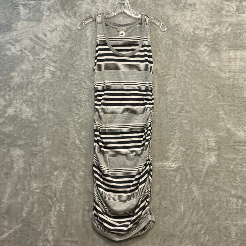 Converse One Star Dress Womens Small Gray Striped Sleeveless Ruched Bodycon Tank